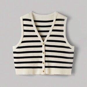 Striped Sleeveless Knit Vest